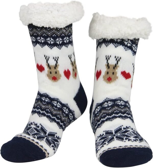 Slipper Socks for Women with Gripper - Winter Non Slip Thick Fuzzy Socks - Warm Cozy Christmas Gift