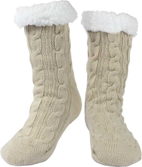 Slipper Socks for Women with Gripper - Winter Non Slip Thick Fuzzy Socks - Warm Cozy Christmas Gift