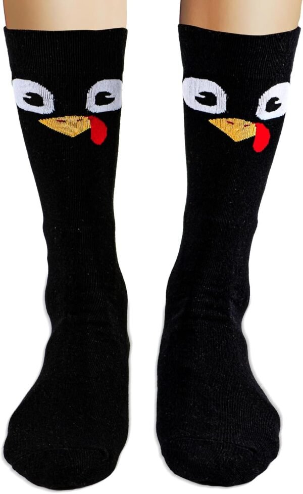 2Pairs Thanksgiving Woven Knee-High Socks Turkey Socks Fun Turkey Trot Running Sock Thanksgiving Holiday Sock Novelty Fall stocking for Women Men Thank You Gift (Black)