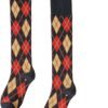 Womens Girls Knee High Socks Green Black Navy Blue Khaki Coffee Vintage Argyle Novelty Socks