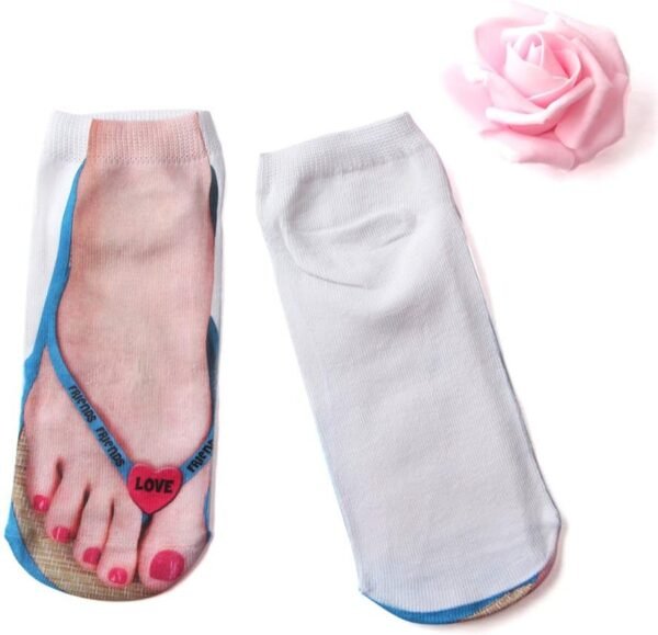 61mVDJp7xCL._AC_SL1000 3D Manicure Print Socks Funny Flip Flop Socks 3D Pattern Socks Sandal Socks Low Cut Ankle Silly Socks- A Gag Gift