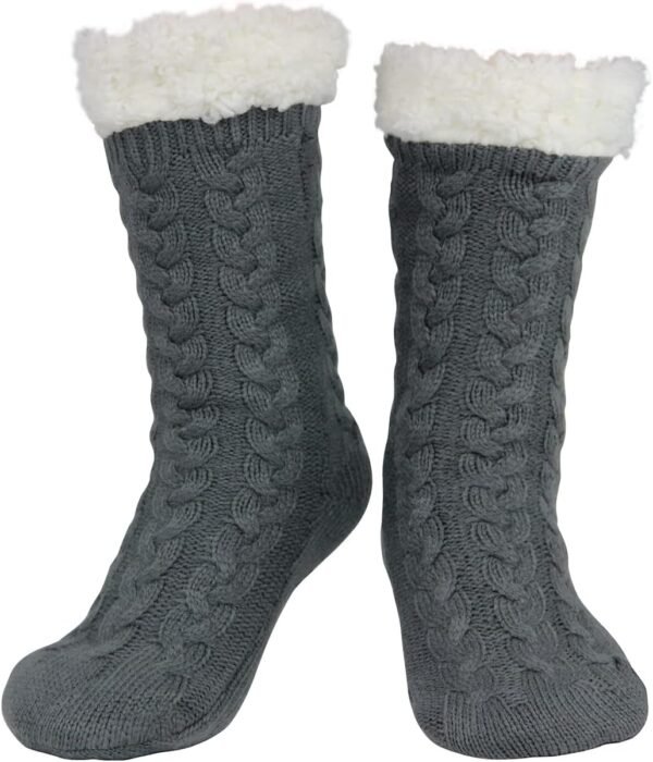 Slipper Socks for Women with Gripper - Winter Non Slip Thick Fuzzy Socks - Warm Cozy Christmas Gift