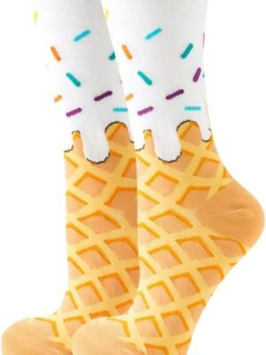 Fun Colorful Socks Patterned Funky Happy Women Crew Cute Sock Combed Cotton Stockings