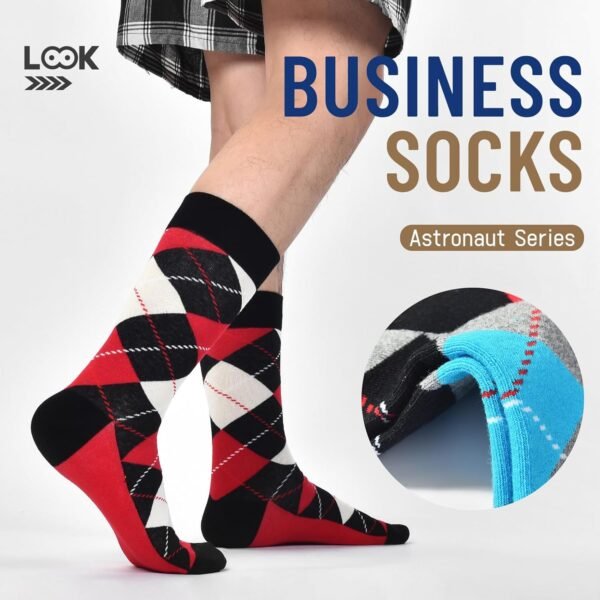 71-lqL80W8L._AC_SL1500 Funny Mens Colorful Dress Socks Crazy Design Argyle Striped Funky Pattern Cotton Socks for Men Gfits
