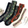 712nOc5koJL._AC_SL1500 5 Pairs Women's Floral Design Vintage Crew Socks Ethnic Jacquard Knit Set, Red, Grey, Blue, White, Black