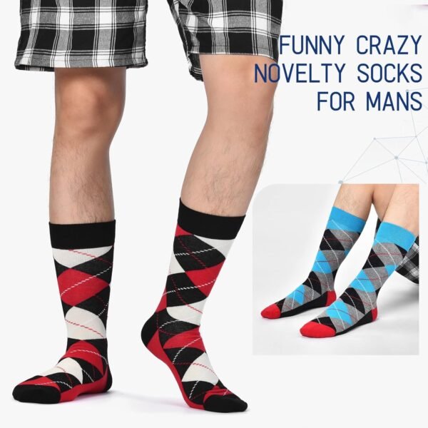 714tYRvm7OL._AC_SL1500 Funny Mens Colorful Dress Socks Crazy Design Argyle Striped Funky Pattern Cotton Socks for Men Gfits