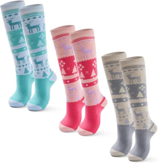 Ski Socks Kids Boys Winter Warm Snowboarding Socks for Boys Girls Thick Thermal Skating Socks 3 Pack