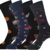 Men's Cotton Dress Crew Socks 4 Pack - Fun Colorful Striped Business Socks Gift for Men, Size 9-12