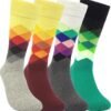 Funny Mens Colorful Dress Socks Crazy Design Argyle Striped Funky Pattern Cotton Socks for Men Gfits