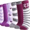 Plush Slipper Socks Women - Colorful Warm Fuzzy Crew Socks Cozy Soft for Winter Indoor