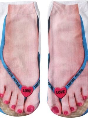 3D Manicure Print Socks Funny Flip Flop Socks 3D Pattern Socks Sandal Socks Low Cut Ankle Silly Socks- A Gag Gift