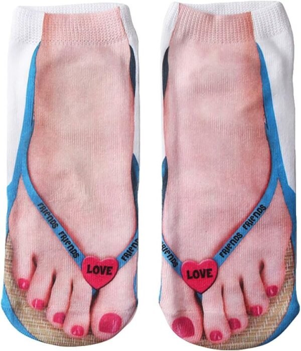 71Vyi_5j43L._AC_SL1016 3D Manicure Print Socks Funny Flip Flop Socks 3D Pattern Socks Sandal Socks Low Cut Ankle Silly Socks- A Gag Gift