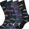 Men's Cotton Dress Crew Socks 4 Pack - Fun Colorful Striped Business Socks Gift for Men, Size 9-12