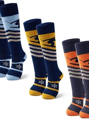 Ski Socks Kids Boys Winter Warm Snowboarding Socks for Boys Girls Thick Thermal Skating Socks 3 Pack