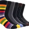 71tawozlsxL._AC_SL1500 Mens Fun Dress Socks, Pattern Funny Casual Socks Pack, Colorful Striped Cotton Novelty Socks Size 10-13