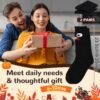 2Pairs Thanksgiving Woven Knee-High Socks Turkey Socks Fun Turkey Trot Running Sock Thanksgiving Holiday Sock Novelty Fall stocking for Women Men Thank You Gift (Black)