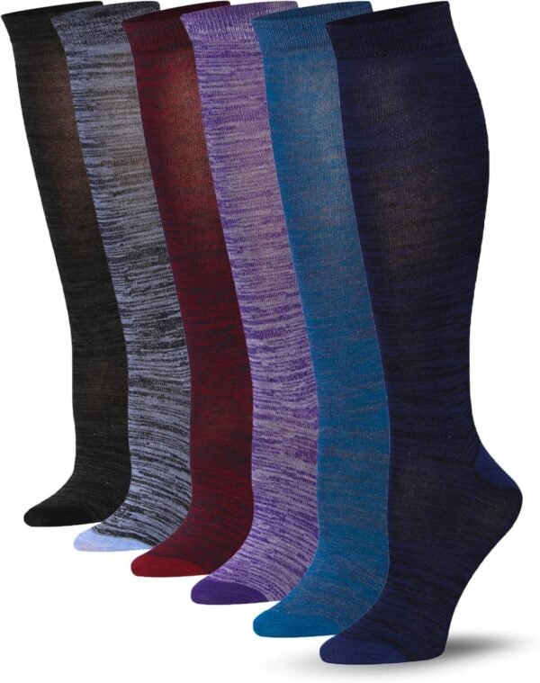 Tipi Toe Women’s Knee High Socks 6 Pack – Colorful Funky Patterned Long Socks, Soft & Comfortable Everyday Wear