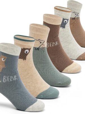 Boys Cotton Crew Socks Kids Seamless Toe Socks Colorful Quarter Socks 6 Pack