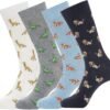 Men's Cotton Dress Crew Socks 4 Pack - Fun Colorful Striped Business Socks Gift for Men, Size 9-12