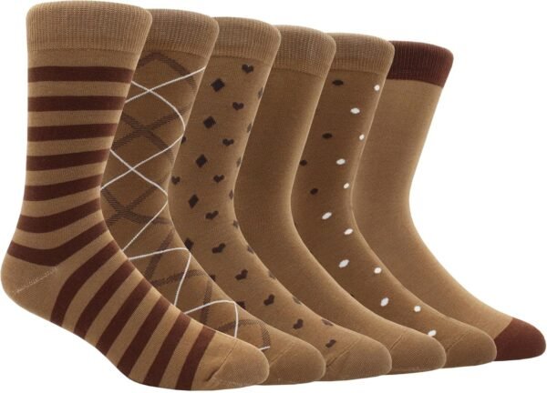 81CETTlBYwL._AC_SL1500 Mens Fun Dress Socks, Pattern Funny Casual Socks Pack, Colorful Striped Cotton Novelty Socks Size 10-13