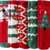 Fuzzy Socks for Women - Christmas Fuzzy Socks Cozy Fun 5 Pairs, Xmas Holiday Sock for Gifts