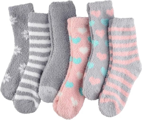 Plush Slipper Socks Women - Colorful Warm Fuzzy Crew Socks Cozy Soft for Winter Indoor