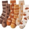 Plush Slipper Socks Women - Colorful Warm Fuzzy Crew Socks Cozy Soft for Winter Indoor