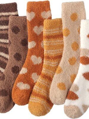Plush Slipper Socks Women - Colorful Warm Fuzzy Crew Socks Cozy Soft for Winter Indoor