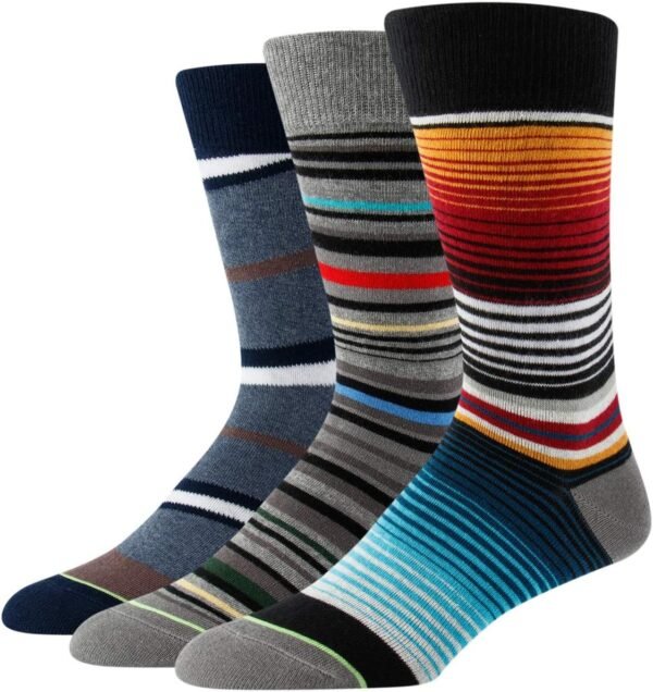 81N5Q9JXS_L._AC_SL1500 Men's Socks, Striped Pattern Crew Socks, Christmas Colorful-Funky-Funny Socks 3/6 Pairs