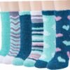 Plush Slipper Socks Women - Colorful Warm Fuzzy Crew Socks Cozy Soft for Winter Indoor