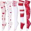 5 Pairs Women Thigh High Fuzzy Sock over Knee Long Stocking Christmas Coral Gift Warm Soft Winter