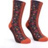 81UUDjNe6jL._AC_SL1500 5 Pairs Women's Floral Design Vintage Crew Socks Ethnic Jacquard Knit Set, Red, Grey, Blue, White, Black