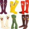 HooLing 6 Pairs Christmas Holiday Compression Socks Gifts for Women Turkey Socks Men with Pumpkin, Maple Leaf