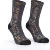 81_Sy6byBQL._AC_SL1500 5 Pairs Women's Floral Design Vintage Crew Socks Ethnic Jacquard Knit Set, Red, Grey, Blue, White, Black