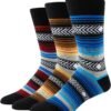 81_TnfYuvtL._AC_SL1500 Men's Socks, Striped Pattern Crew Socks, Christmas Colorful-Funky-Funny Socks 3/6 Pairs