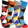 Funny Mens Colorful Dress Socks Crazy Design Argyle Striped Funky Pattern Cotton Socks for Men Gfits