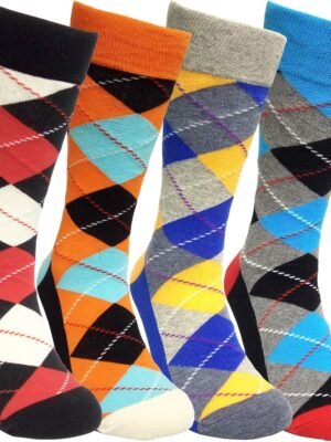 Funny Mens Colorful Dress Socks Crazy Design Argyle Striped Funky Pattern Cotton Socks for Men Gfits
