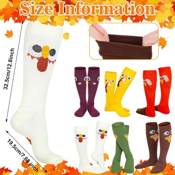 HooLing 6 Pairs Christmas Holiday Compression Socks Gifts for Women Turkey Socks Men with Pumpkin, Maple Leaf