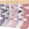 Plush Slipper Socks Women - Colorful Warm Fuzzy Crew Socks Cozy Soft for Winter Indoor