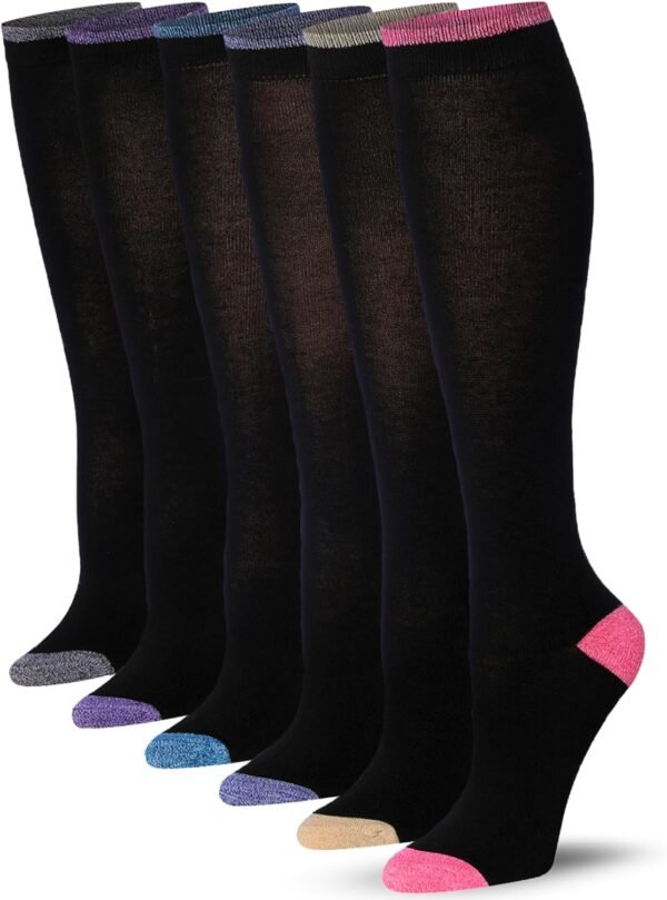 Tipi Toe Women’s Knee High Socks 6 Pack – Colorful Funky Patterned Long Socks, Soft & Comfortable Everyday Wear