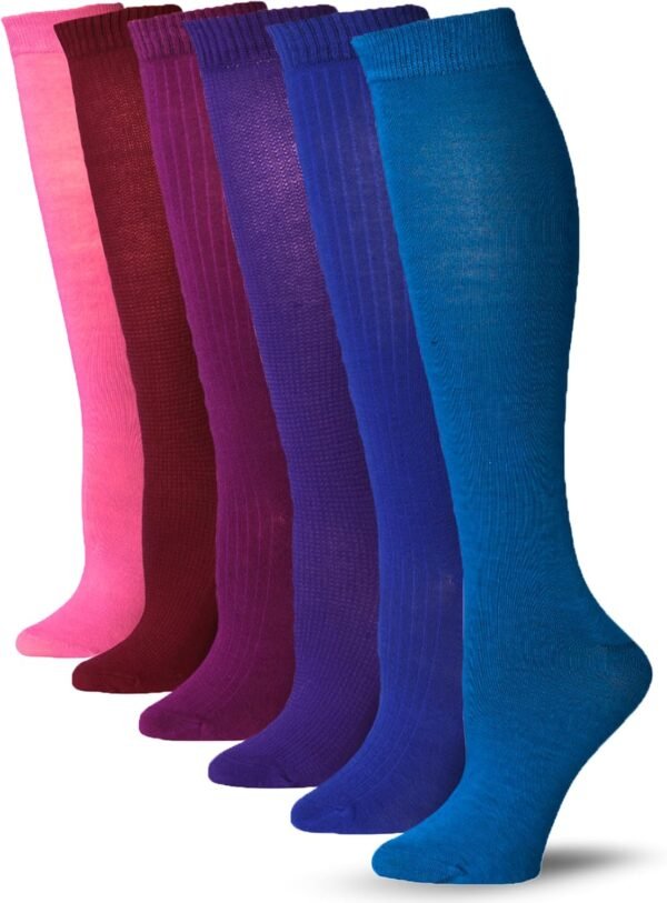Tipi Toe Women’s Knee High Socks 6 Pack – Colorful Funky Patterned Long Socks, Soft & Comfortable Everyday Wear