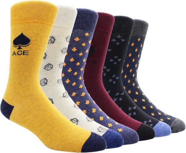 81qSjSxdsqL._AC_SL1500 Mens Fun Dress Socks, Pattern Funny Casual Socks Pack, Colorful Striped Cotton Novelty Socks Size 10-13