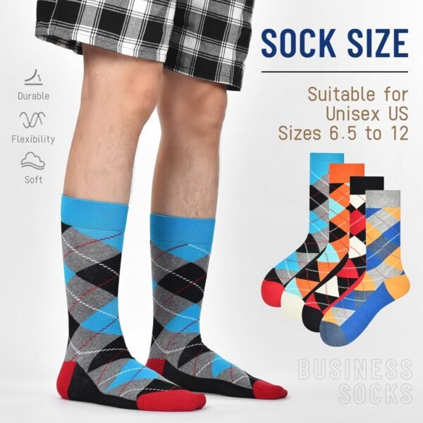 81rT96Mj0mL._AC_SL1500 Funny Mens Colorful Dress Socks Crazy Design Argyle Striped Funky Pattern Cotton Socks for Men Gfits