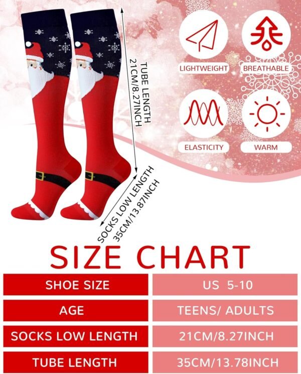 10 Pairs Funny Christmas Compression Socks for Women Men Holiday Gift for Nurses Running Travel Pregnancy