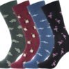 Men's Cotton Dress Crew Socks 4 Pack - Fun Colorful Striped Business Socks Gift for Men, Size 9-12