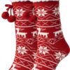 Women Non Slip Winter Thick Slipper Socks with Grippers Warm Fuzzy Socks Christmas Gifts