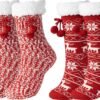 Women Non Slip Winter Thick Slipper Socks with Grippers Warm Fuzzy Socks Christmas Gifts