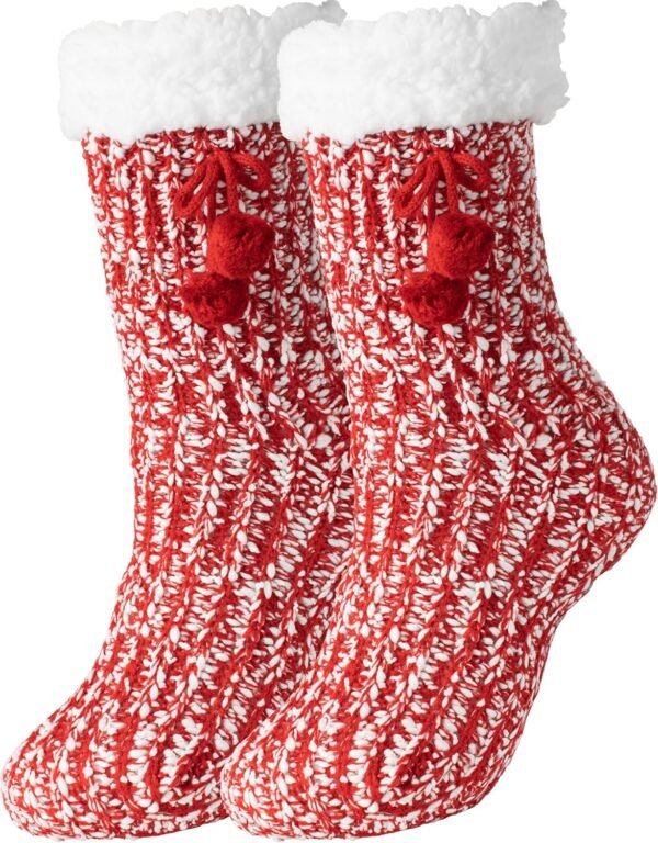 Women Non Slip Winter Thick Slipper Socks with Grippers Warm Fuzzy Socks Christmas Gifts
