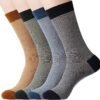 Men's Cotton Dress Crew Socks 4 Pack - Fun Colorful Striped Business Socks Gift for Men, Size 9-12