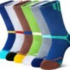 Kids Boys Athletic Socks Sport Basketball Crew Soft Cotton Breathable Youth Casual Socks 6 Pairs